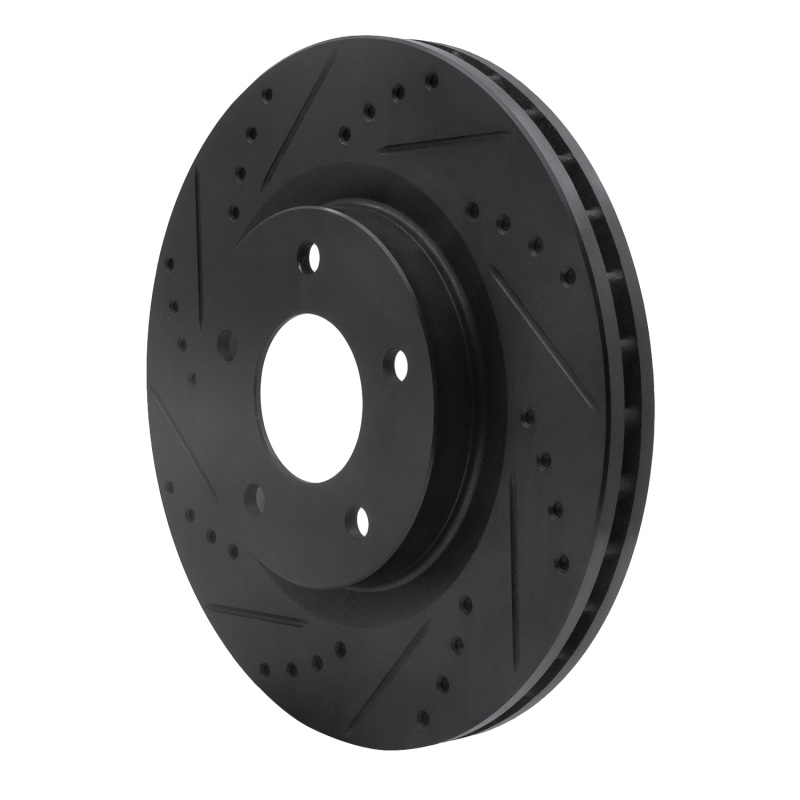 Chrysler 200 Brake Rotor - Front Left - R1 Concepts - Drilled & Slotted - Black - `07-`25
